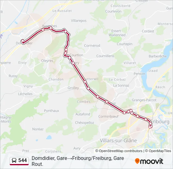 544 Bus Line Map