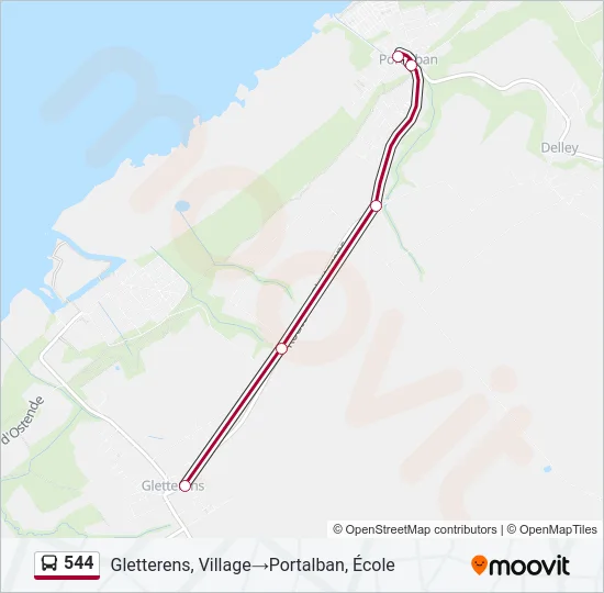544 Bus Line Map