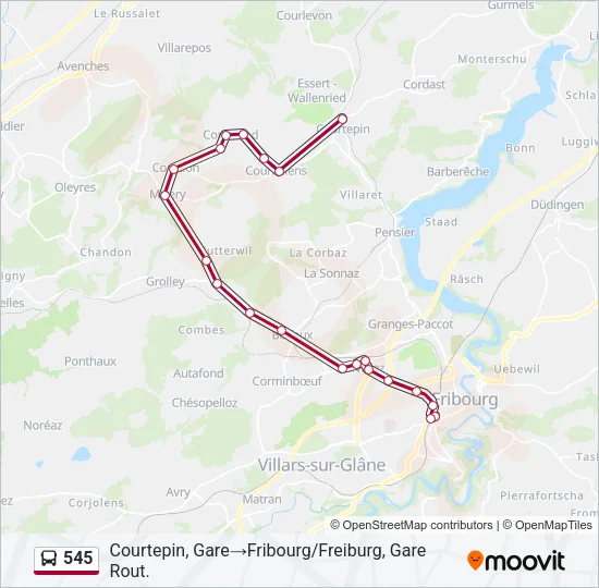 Plan de la ligne 545 de bus