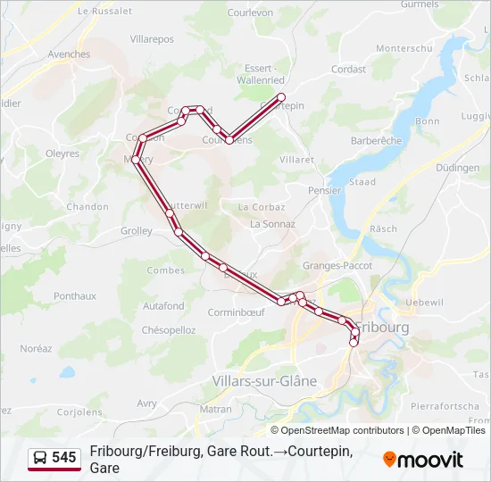 545 Bus Line Map