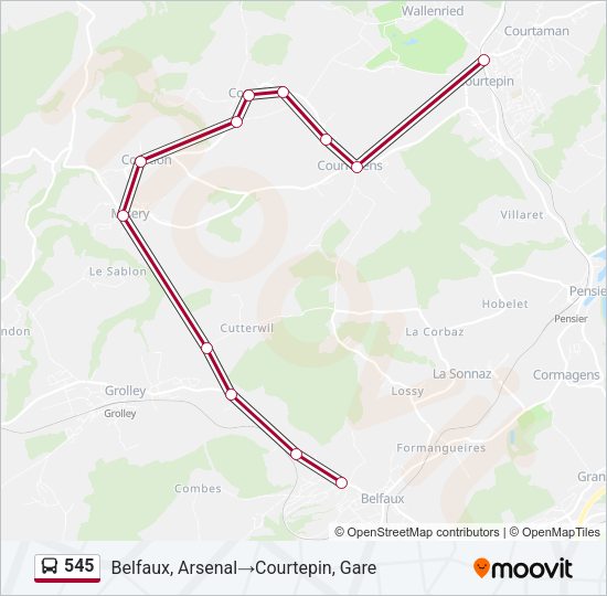 545 Bus Line Map