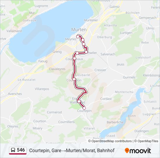 546 Bus Line Map
