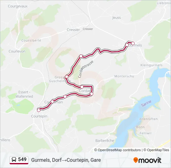 549 Bus Line Map