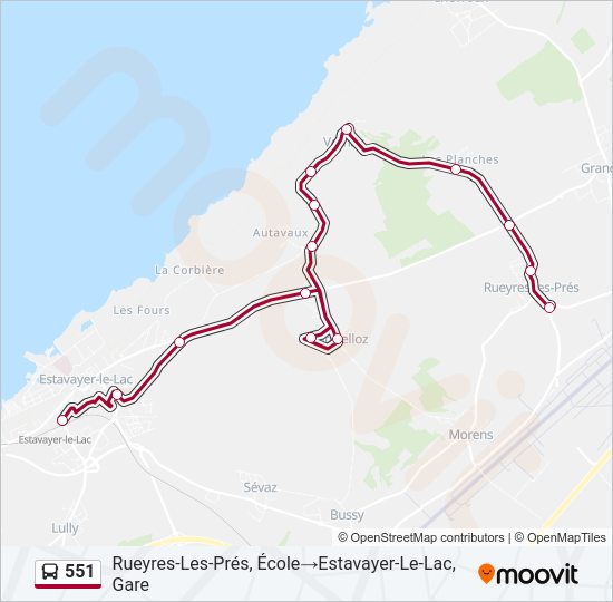 551 bus Line Map