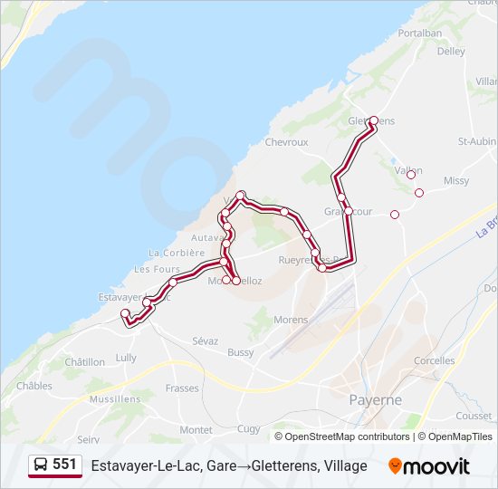 551 Bus Line Map