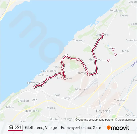 551 Bus Line Map