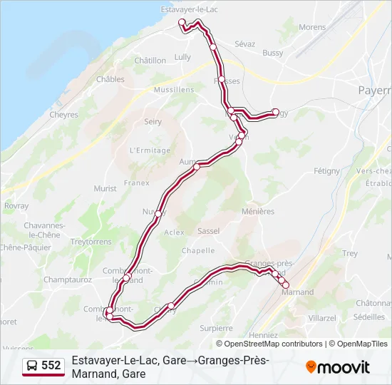 Plan de la ligne 552 de bus
