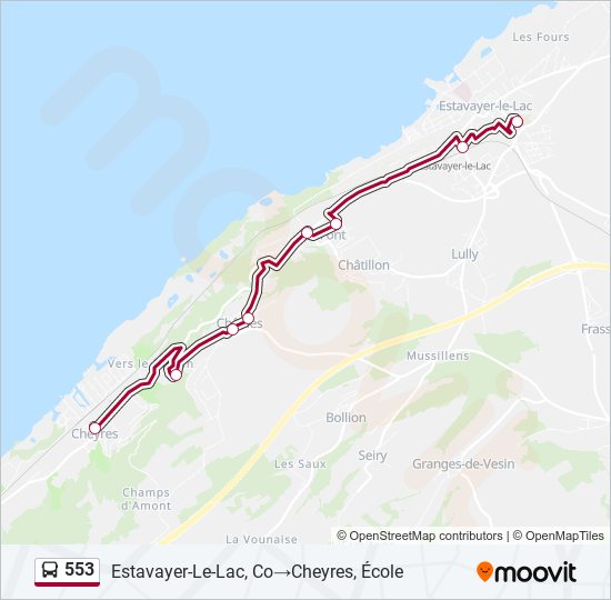 Plan de la ligne 553 de bus