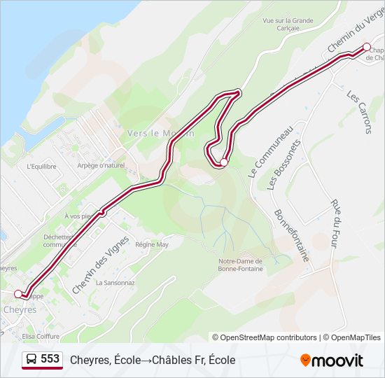 553 bus Line Map