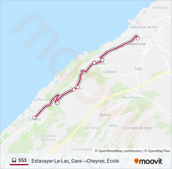 553 Bus Line Map