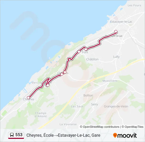 553 Bus Line Map