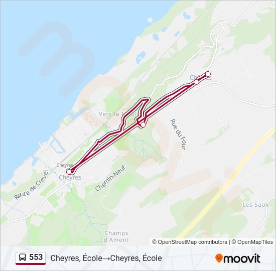 553 Bus Line Map