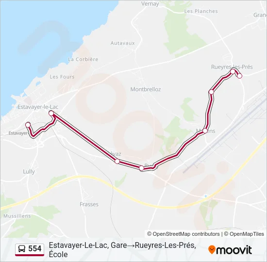 Plan de la ligne 554 de bus