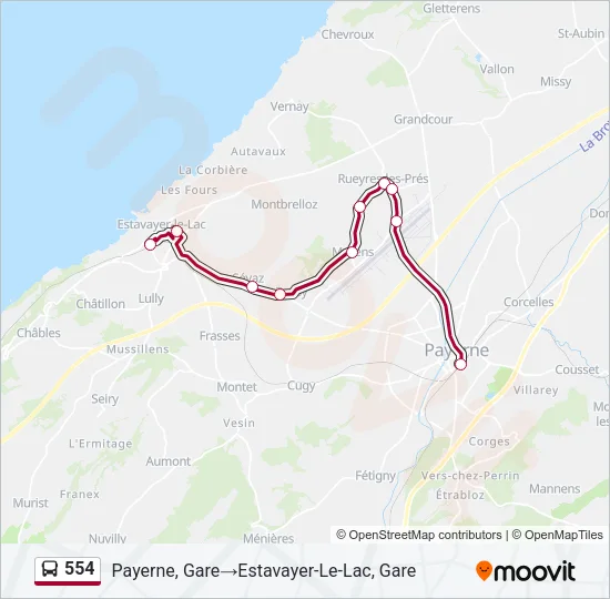 554 Bus Line Map