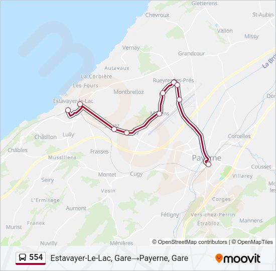 554 Bus Line Map