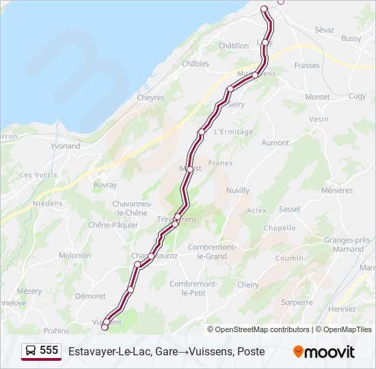 Plan de la ligne 555 de bus