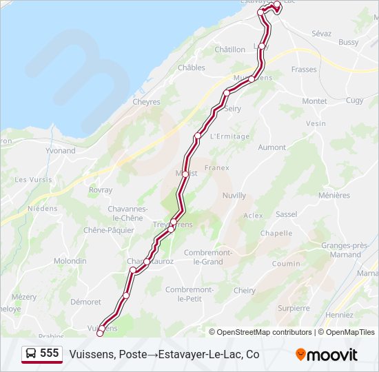 555 Bus Line Map