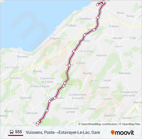 Plan de la ligne 555 de bus