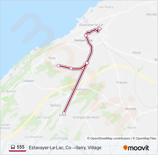 555 Bus Line Map