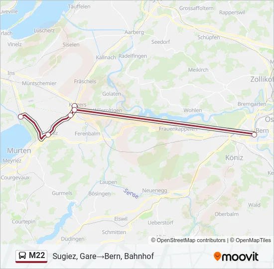 M22 Bus Line Map