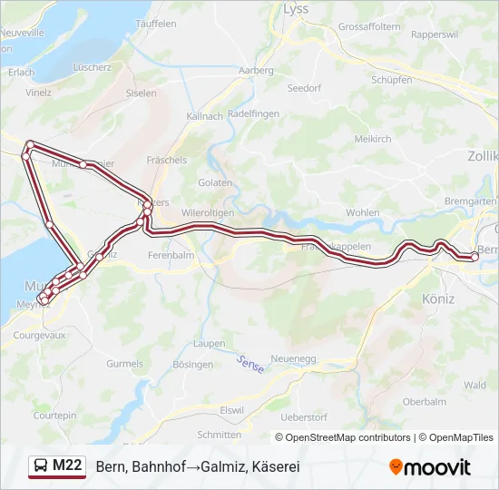 M22 Bus Line Map