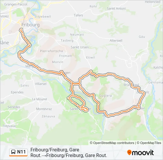 N11 Bus Line Map