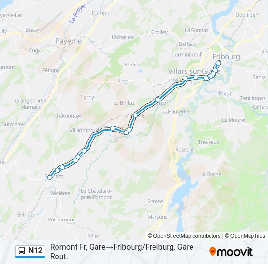 N12 Bus Line Map