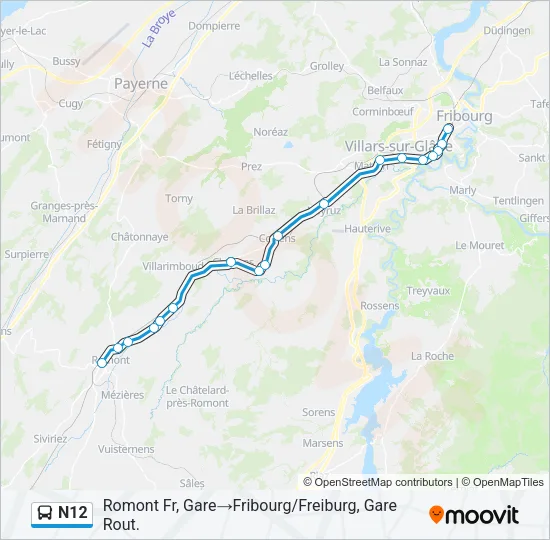 N12 Bus Line Map