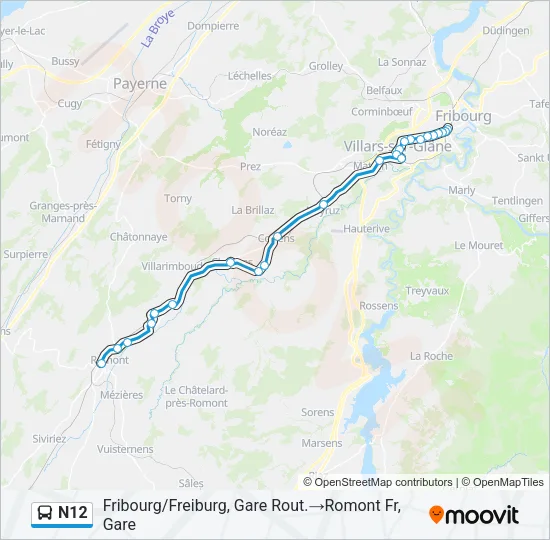 N12 Bus Line Map