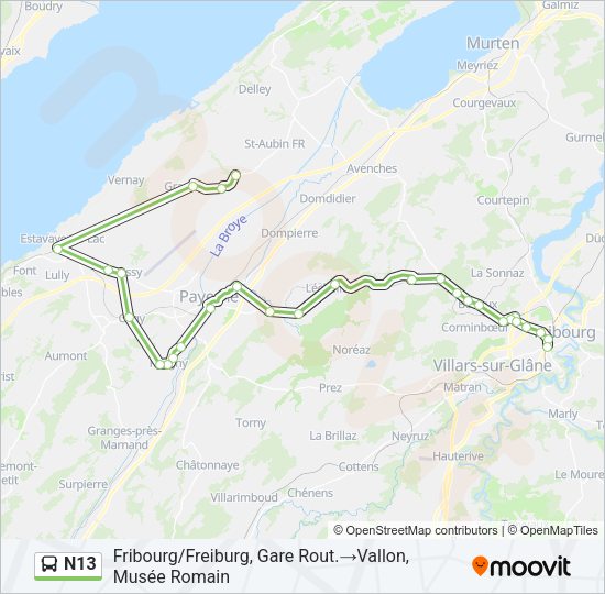 N13 Bus Line Map