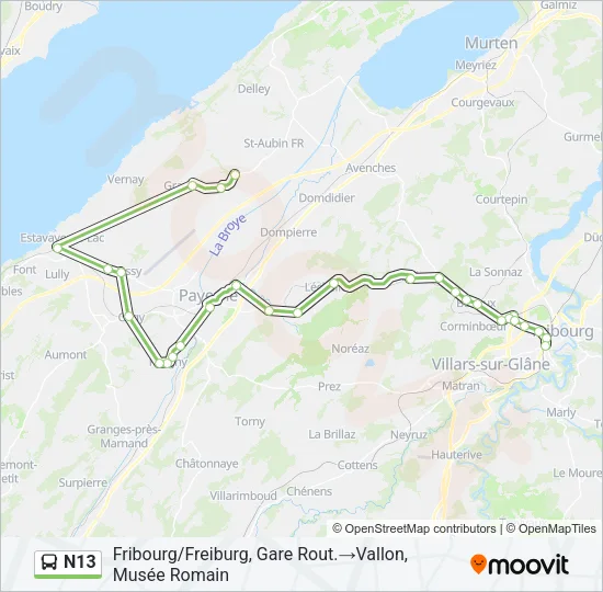 N13 Bus Line Map