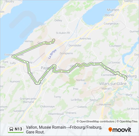 N13 Bus Line Map