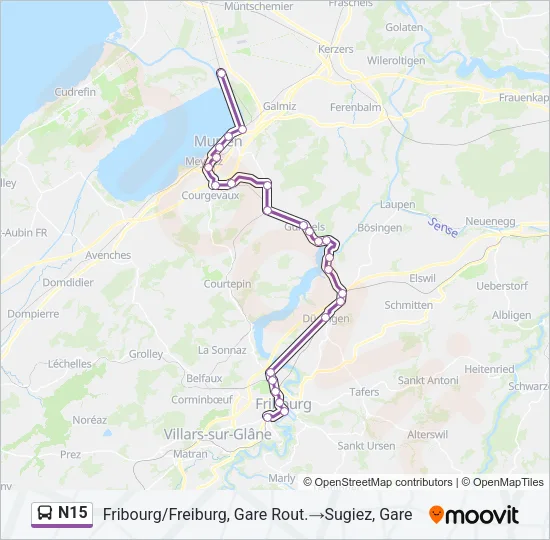 N15 Bus Line Map