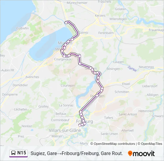 N15 Bus Line Map