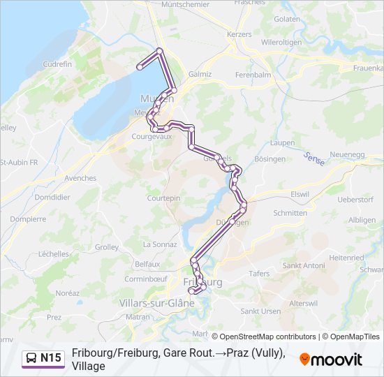 N15 Bus Line Map