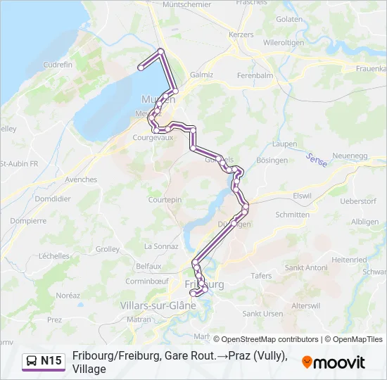 N15 Bus Line Map
