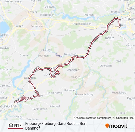 N17 Bus Line Map