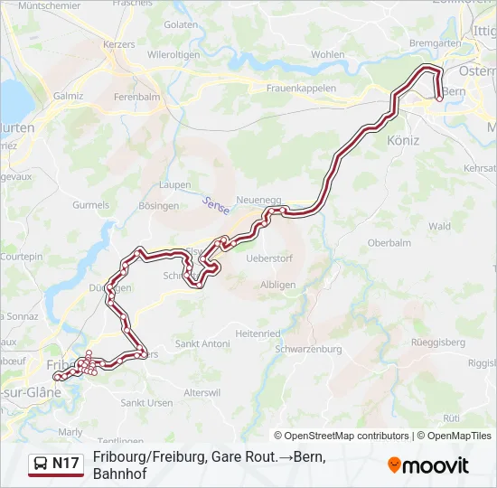 N17 Bus Line Map