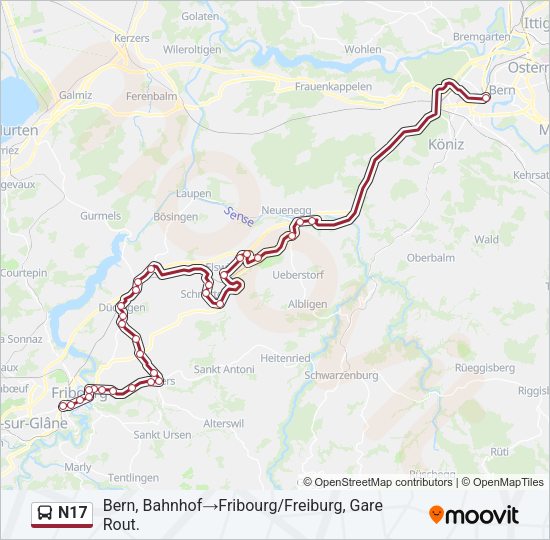 N17 Bus Line Map