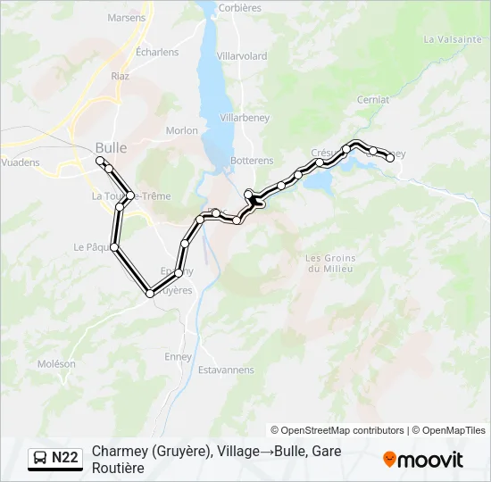 N22 Bus Line Map