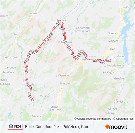 N24 bus Line Map