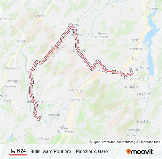 N24 Bus Line Map