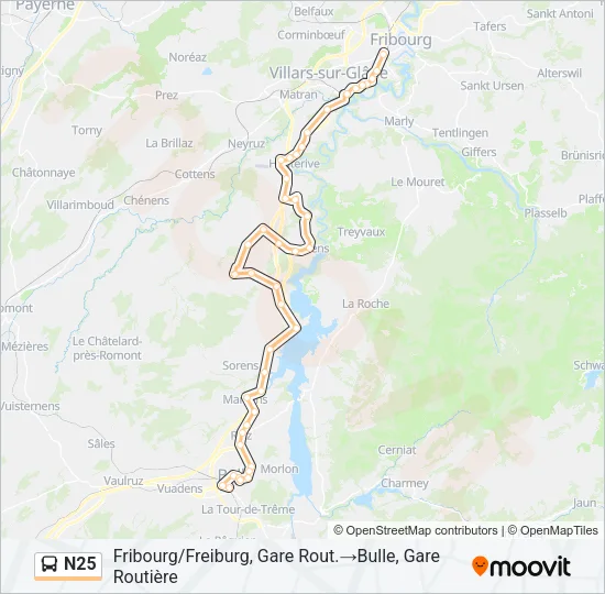 N25 Bus Line Map