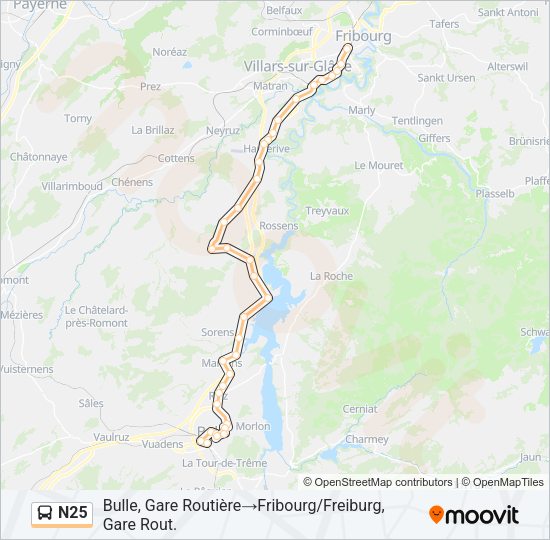 N25 Bus Line Map