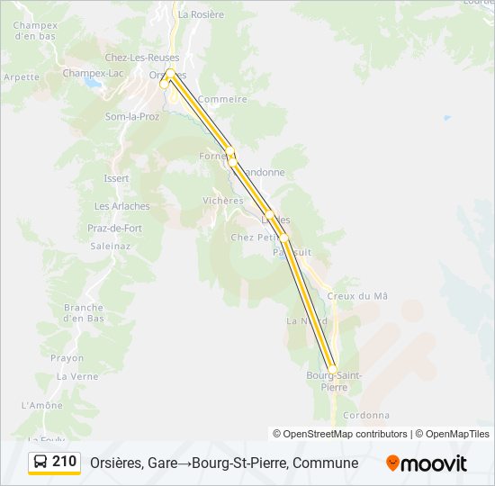 Plan de la ligne 210 de bus