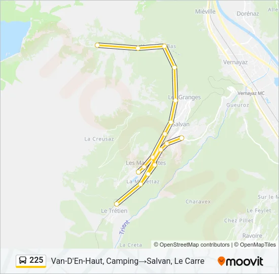 225 Bus Line Map