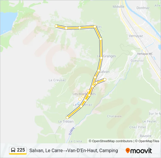225 Bus Line Map