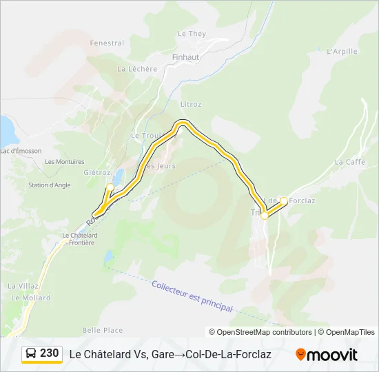Plan de la ligne 230 de bus