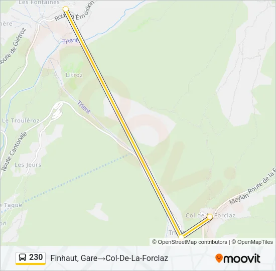Plan de la ligne 230 de bus