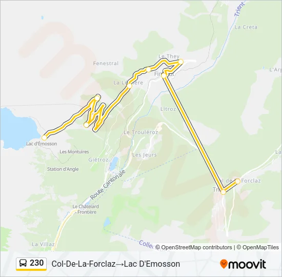 Plan de la ligne 230 de bus